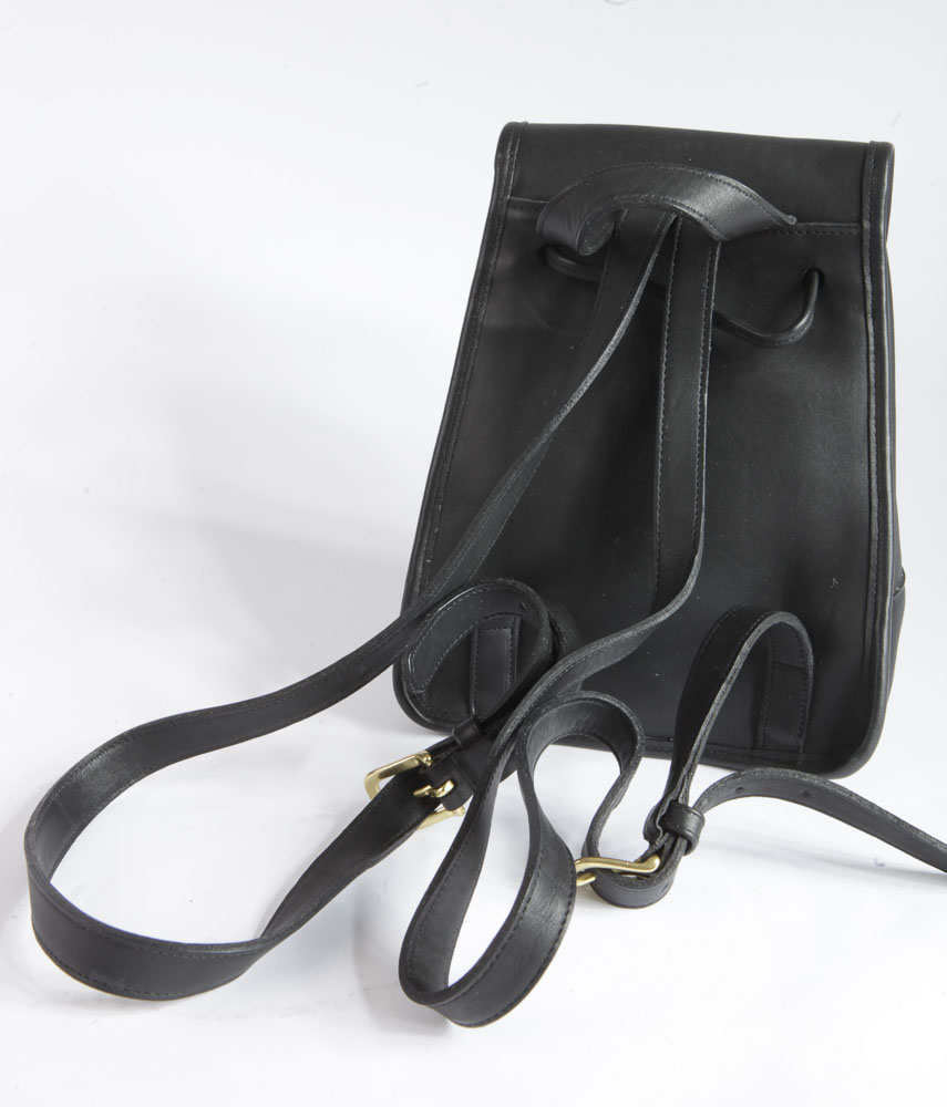 Coach Black Leather Backpack