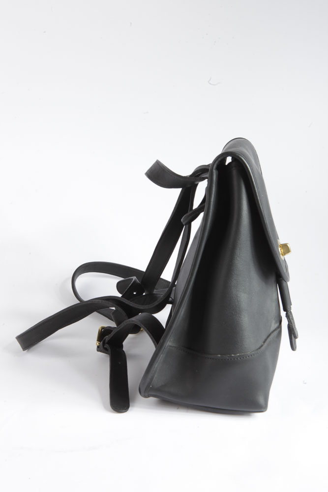 Coach Black Leather Backpack