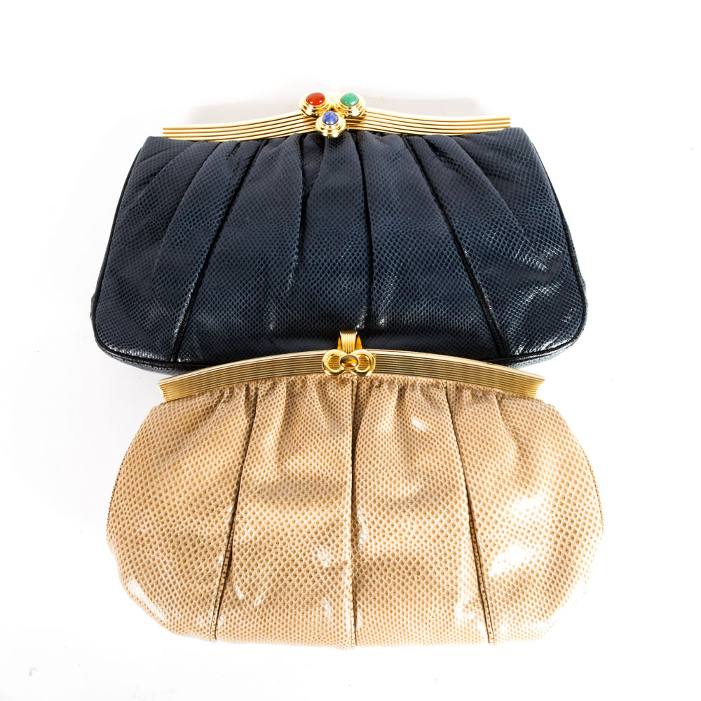 Judith Lieber Snakeskin Clutch Purses