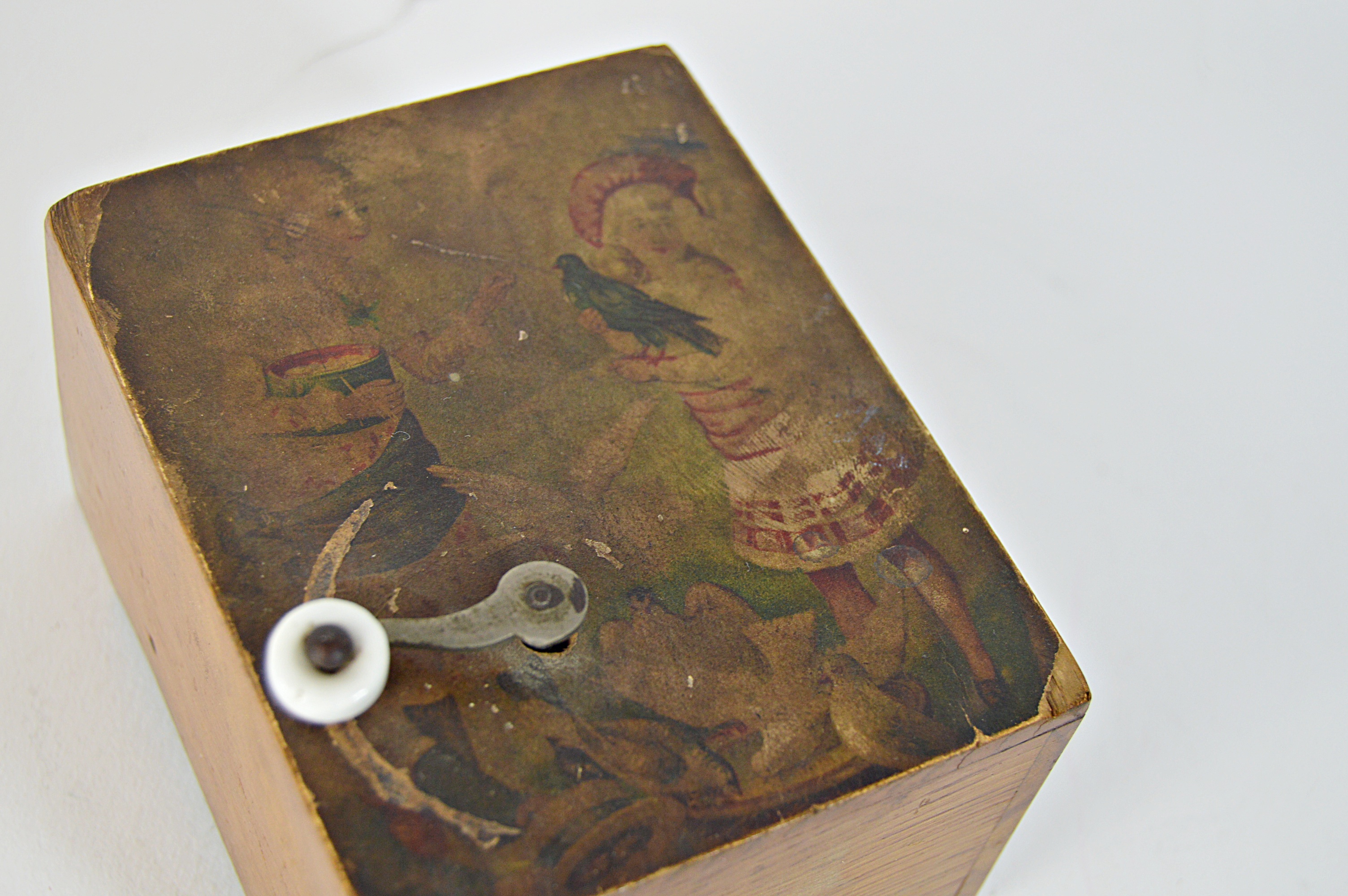 Antique Wooden Windup Music Box