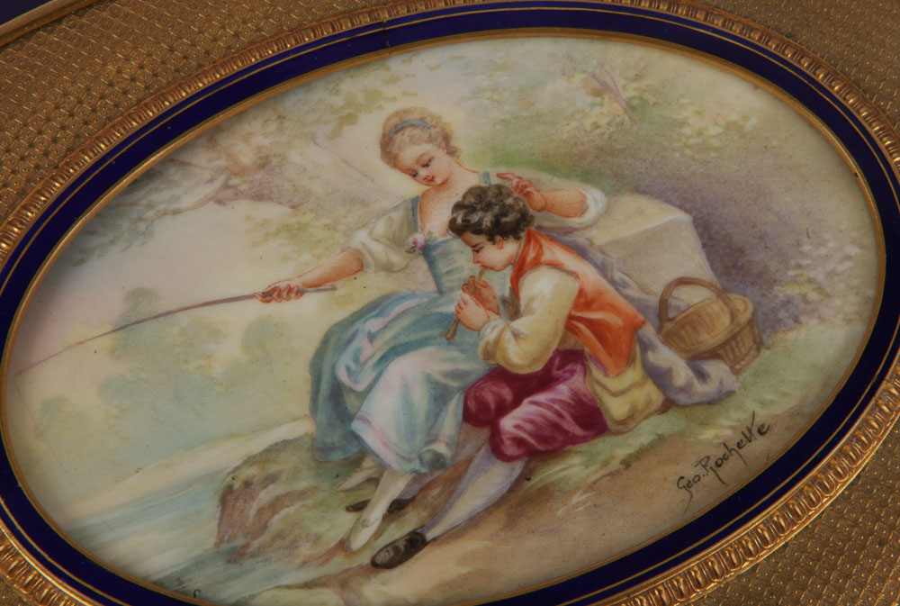 Sevres French Porcelain Hand-Painted Figural Vanity Box