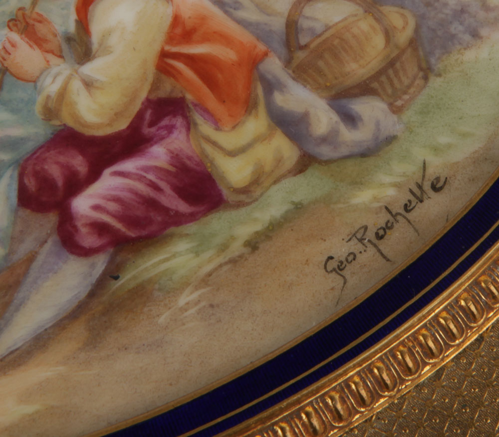 Sevres French Porcelain Hand-Painted Figural Vanity Box