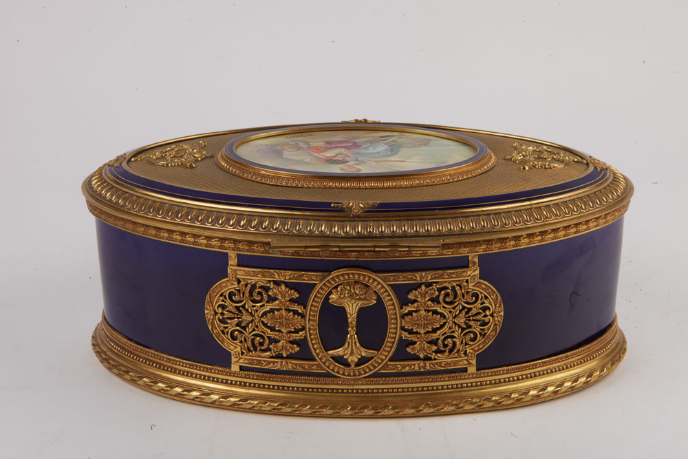 Sevres French Porcelain Hand-Painted Figural Vanity Box
