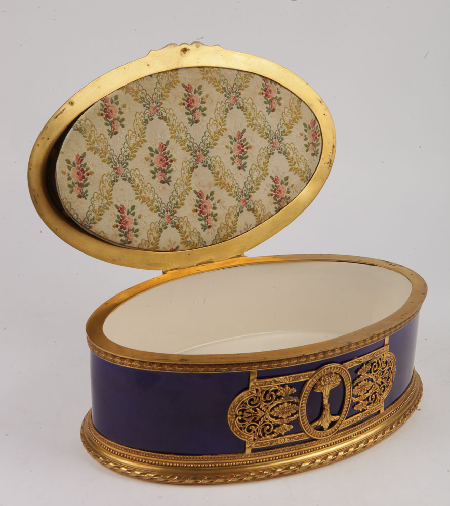 Sevres French Porcelain Hand-Painted Figural Vanity Box