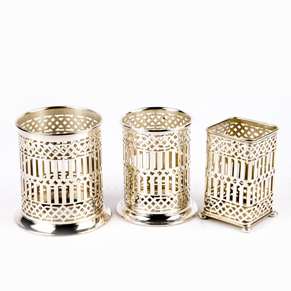 Wilcox and Bernard Rice Pierced Silver Plate Condiment Holders