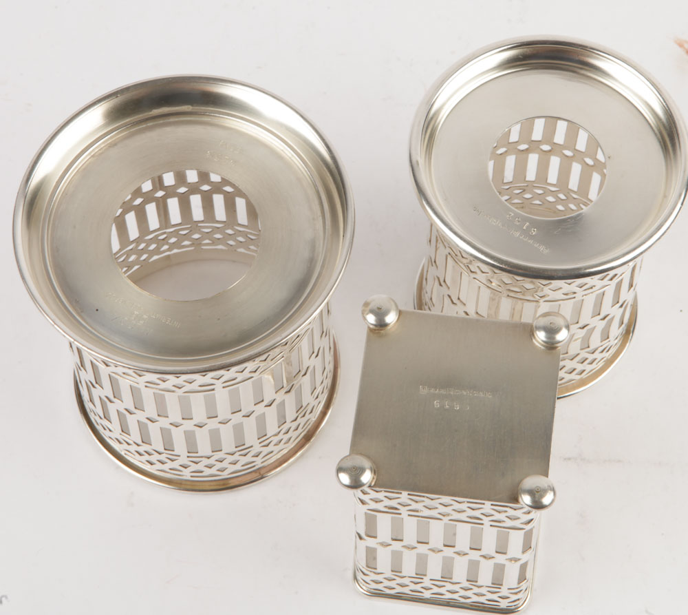 Wilcox and Bernard Rice Pierced Silver Plate Condiment Holders