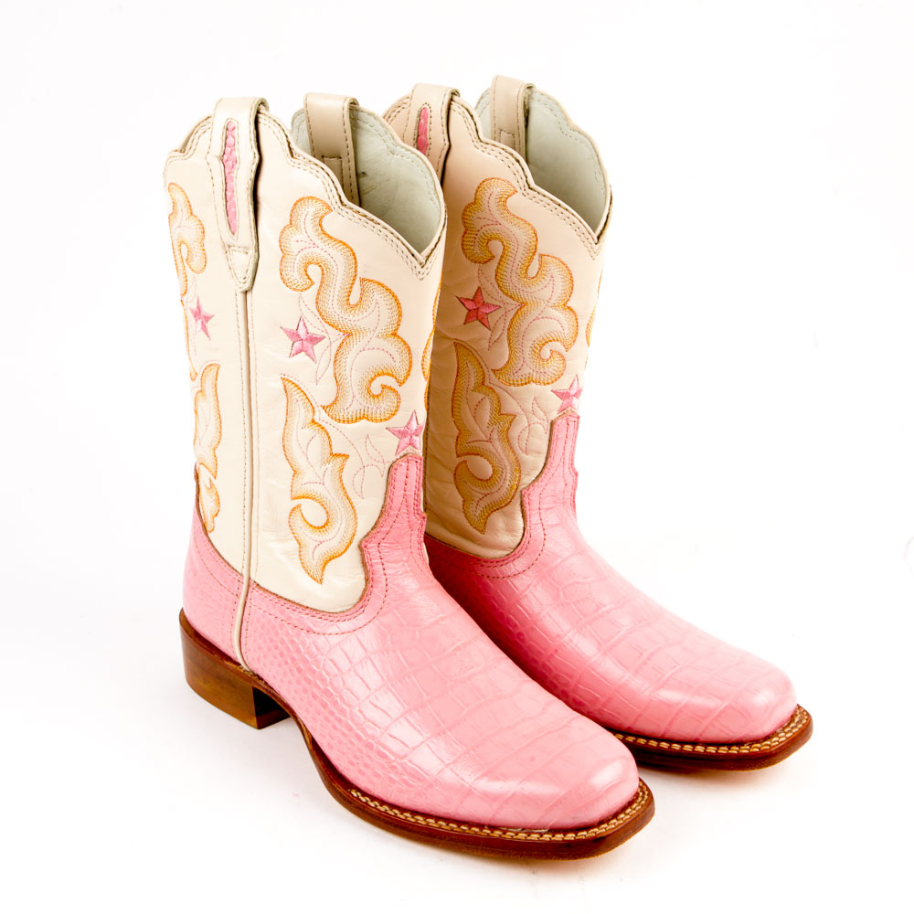 Women's Stetson Pink and Cream Cowboy Boots