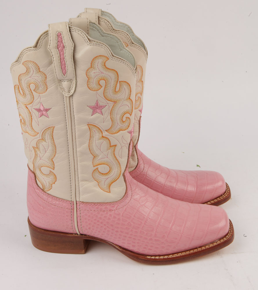 Women's Stetson Pink and Cream Cowboy Boots