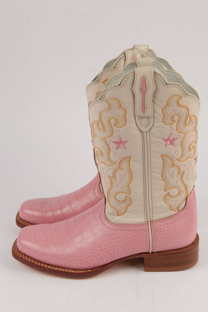 Women's Stetson Pink and Cream Cowboy Boots