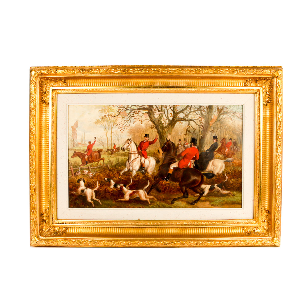 J. F. Herring Oil Painting of Fox Hunting Scene