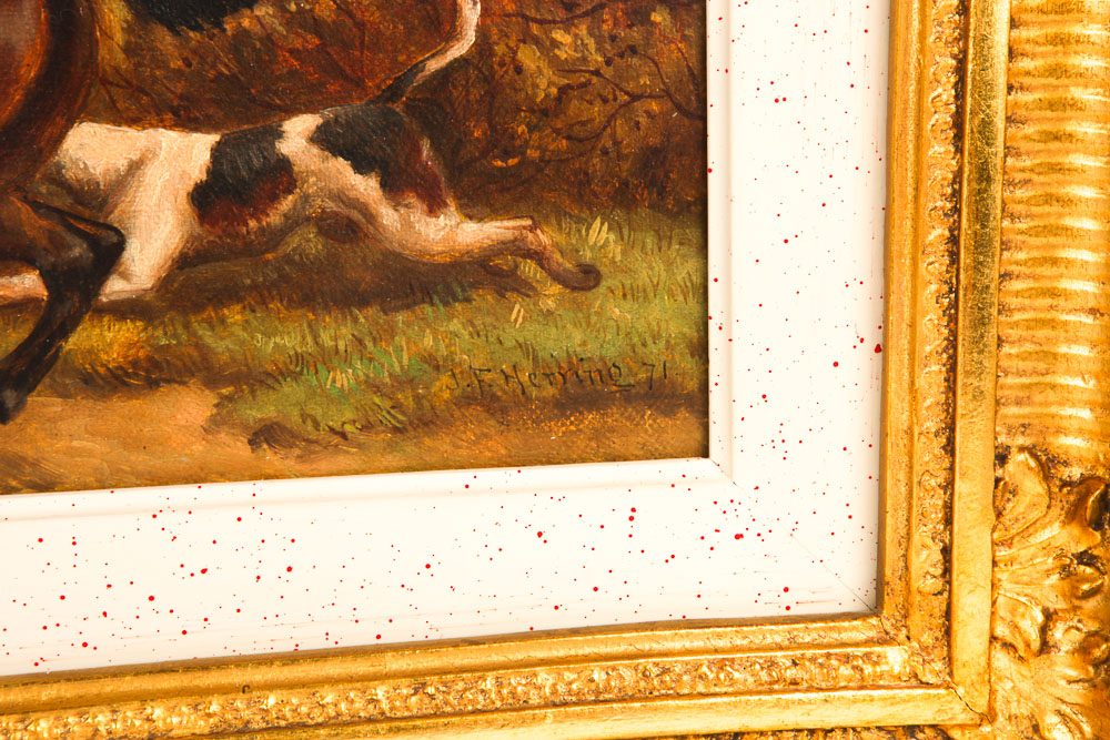 J. F. Herring Oil Painting of Fox Hunting Scene