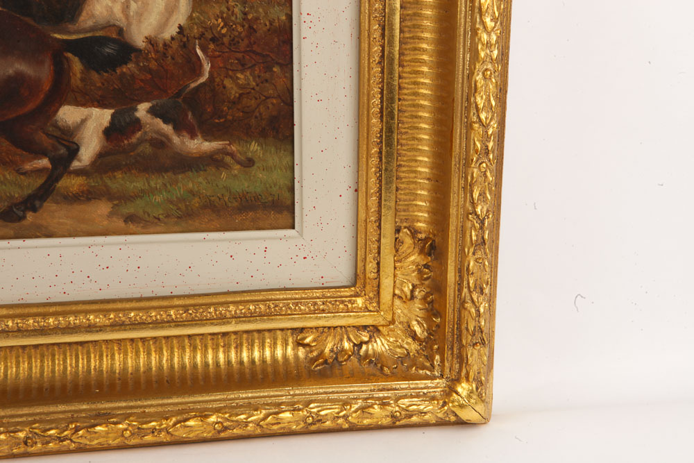 J. F. Herring Oil Painting of Fox Hunting Scene