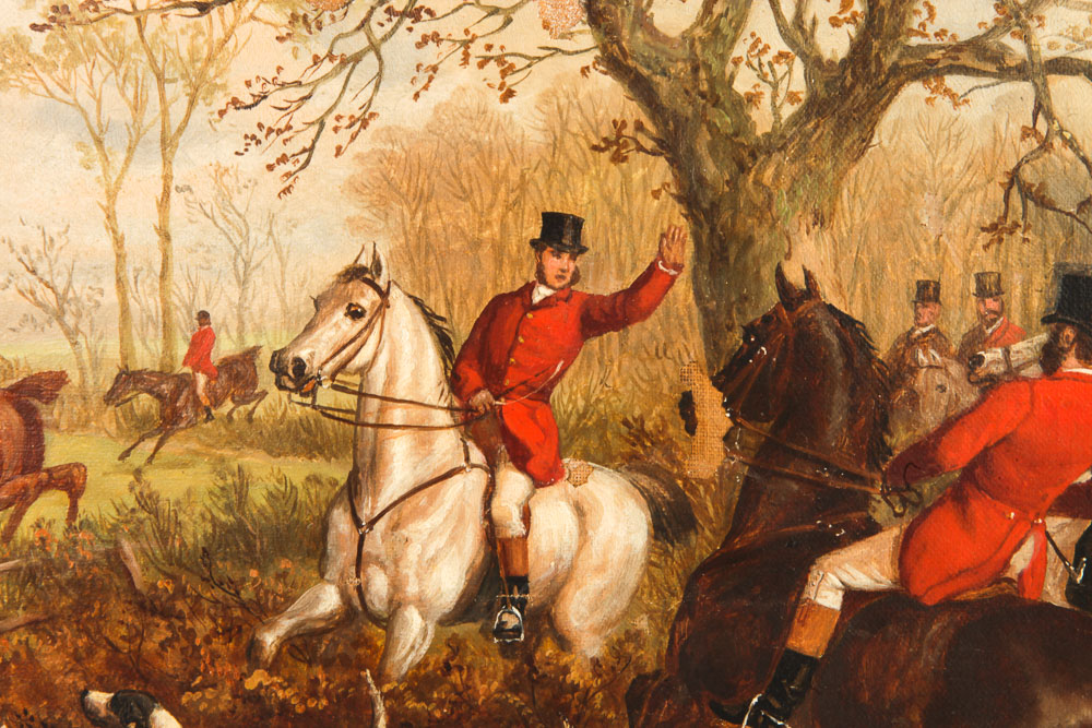 J. F. Herring Oil Painting of Fox Hunting Scene