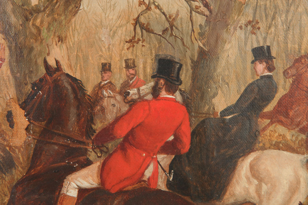 J. F. Herring Oil Painting of Fox Hunting Scene