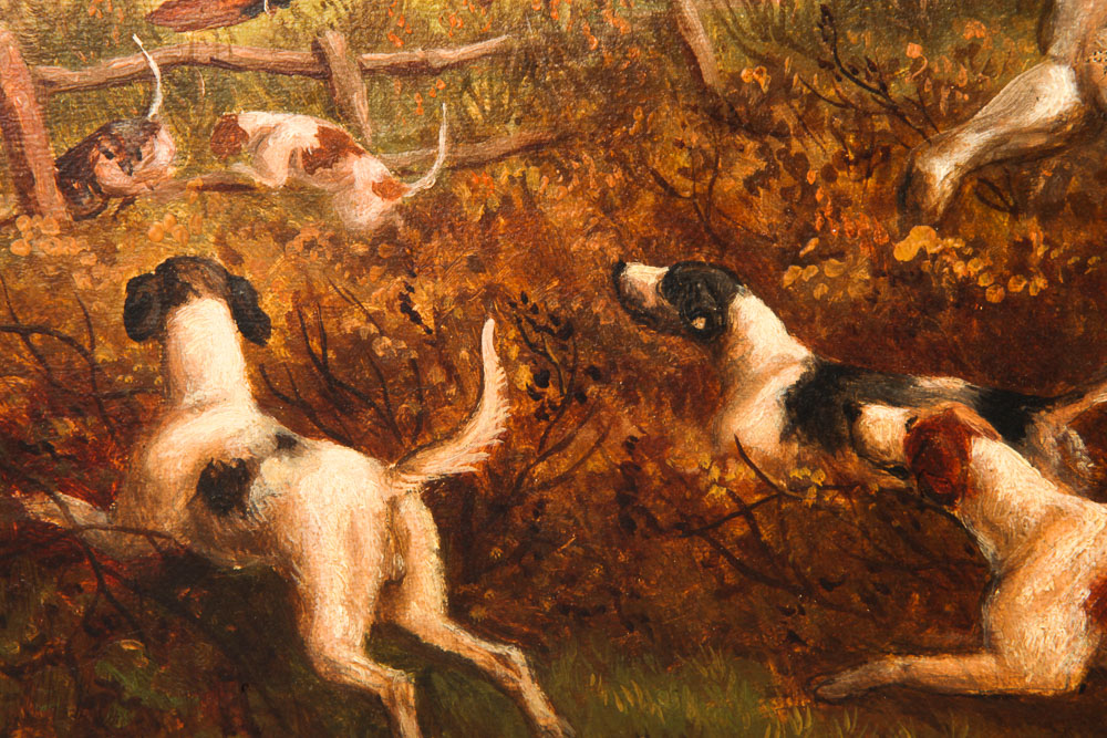 J. F. Herring Oil Painting of Fox Hunting Scene