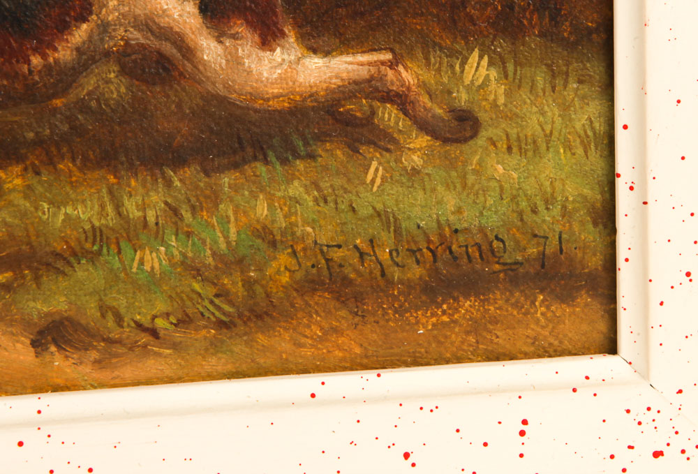 J. F. Herring Oil Painting of Fox Hunting Scene