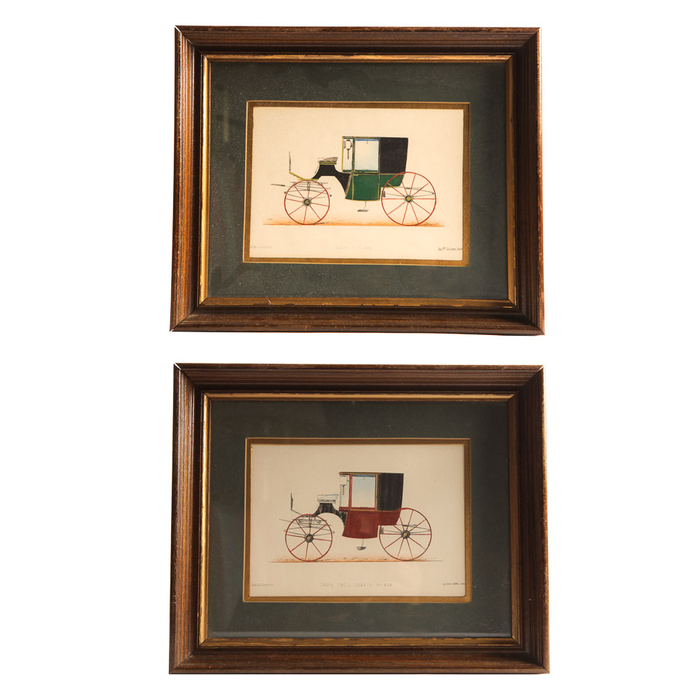 Hand-Colored Stone Lithographs of Coaches