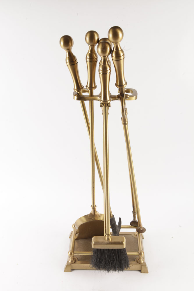 Claw Foot Log Holder and Other Brass Fireplace Accessories