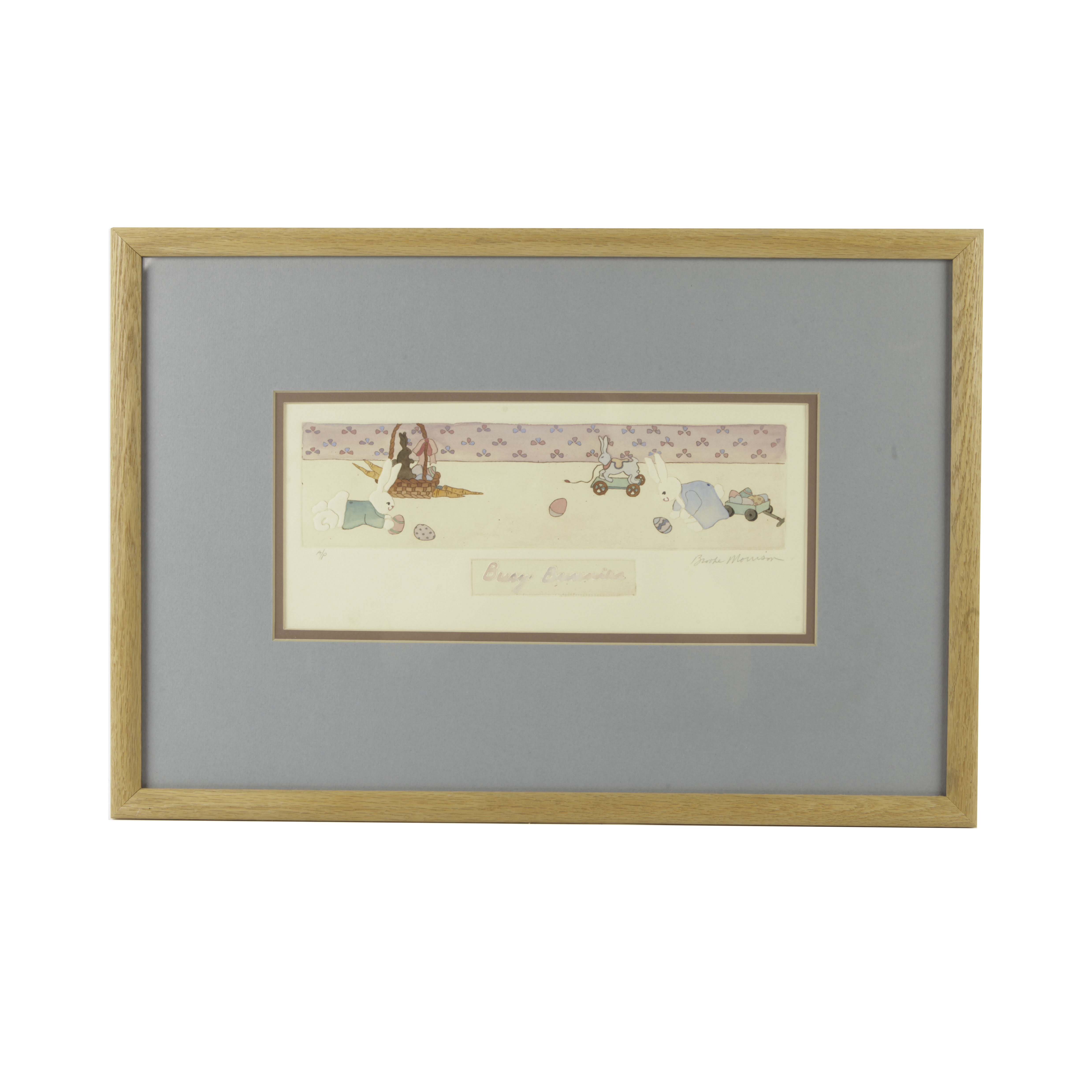 Brooke Morrison Artist's Proof Etching on Paper "Busy Bunnies"