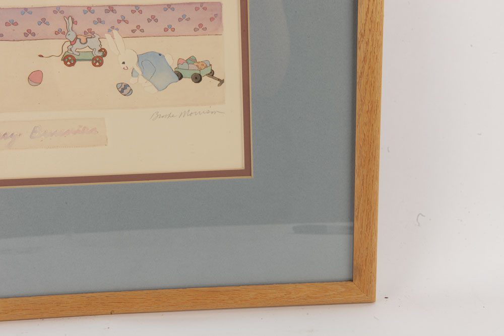 Brooke Morrison Artist's Proof Etching on Paper "Busy Bunnies"