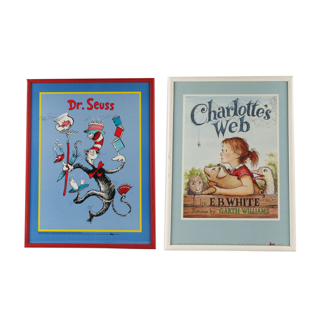 Offset Lithographs of "Cat in the Hat" and "Charlotte's Web" Literary Posters