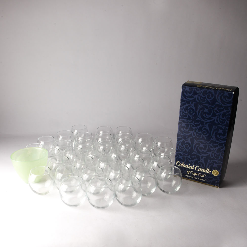 Glass Votive Candle Holders Including Smith & Hawken with Candles