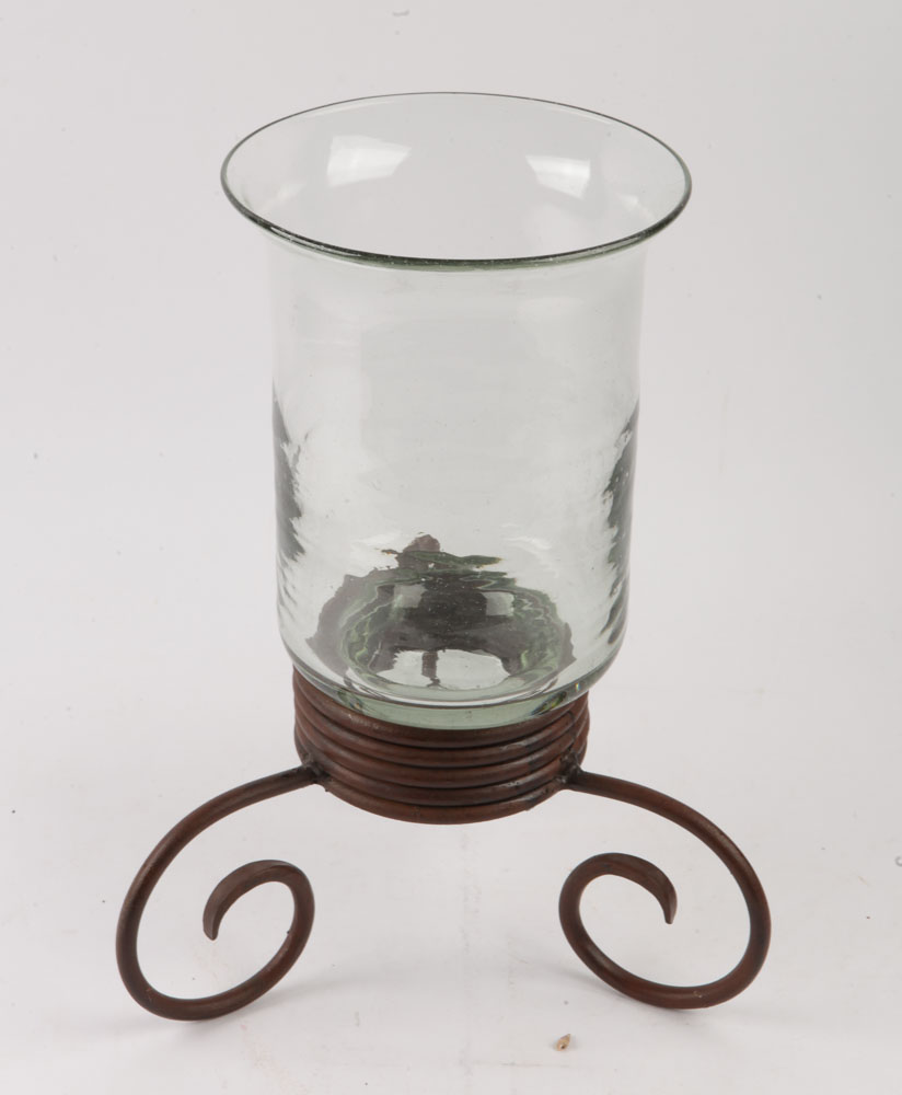 Hurricane Glass Candlestick Holder and Decorative Sea Shells