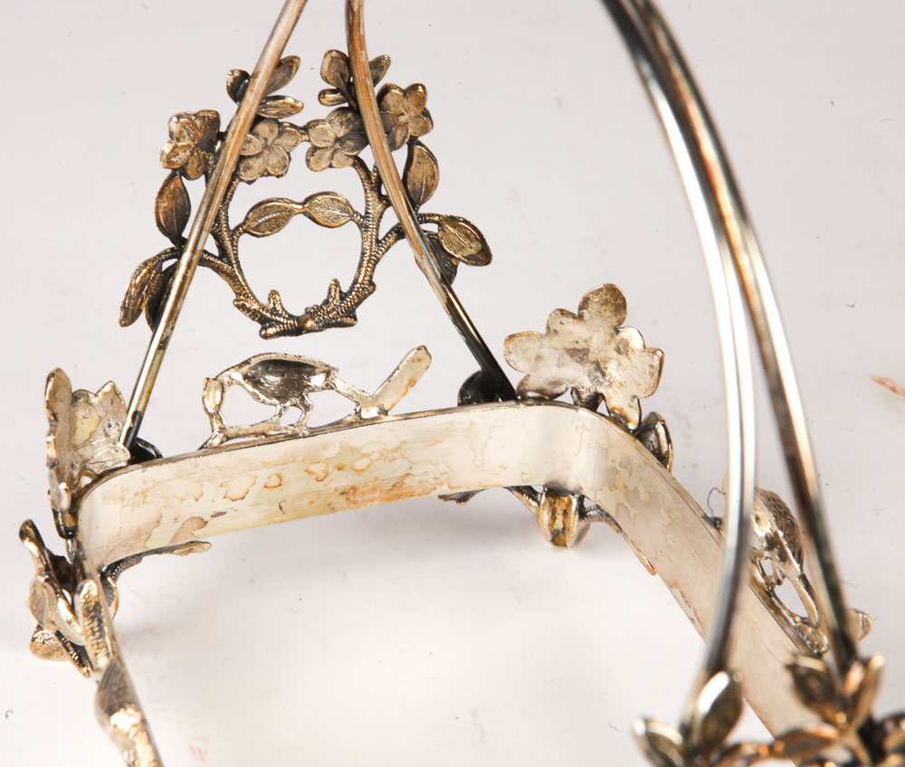 Ornate Silver Plate and Glass Centerpiece Bon Bon Dish