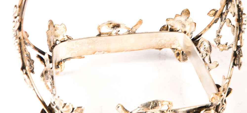 Ornate Silver Plate and Glass Centerpiece Bon Bon Dish