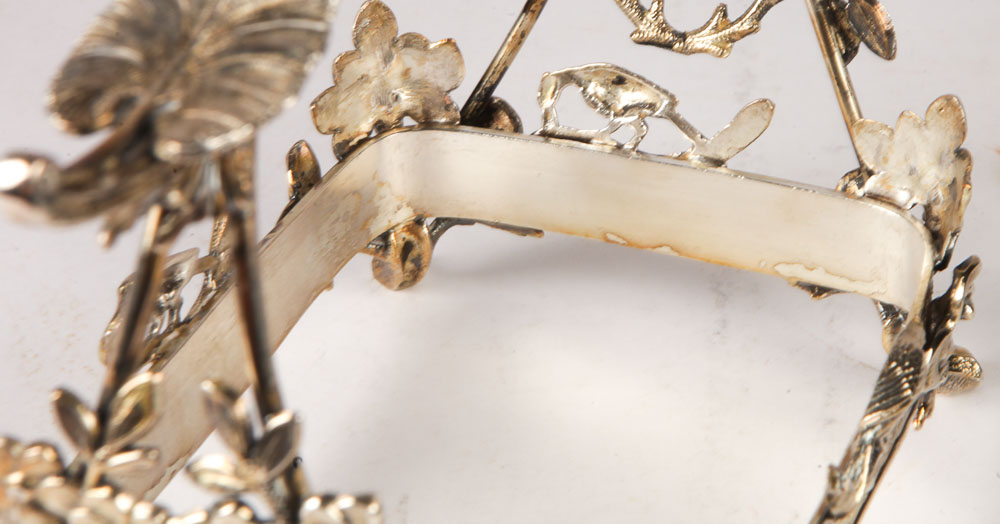 Ornate Silver Plate and Glass Centerpiece Bon Bon Dish