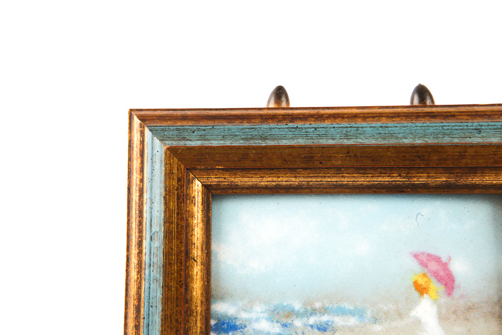 Miniature Enamel Painting of Figural Beach Scene