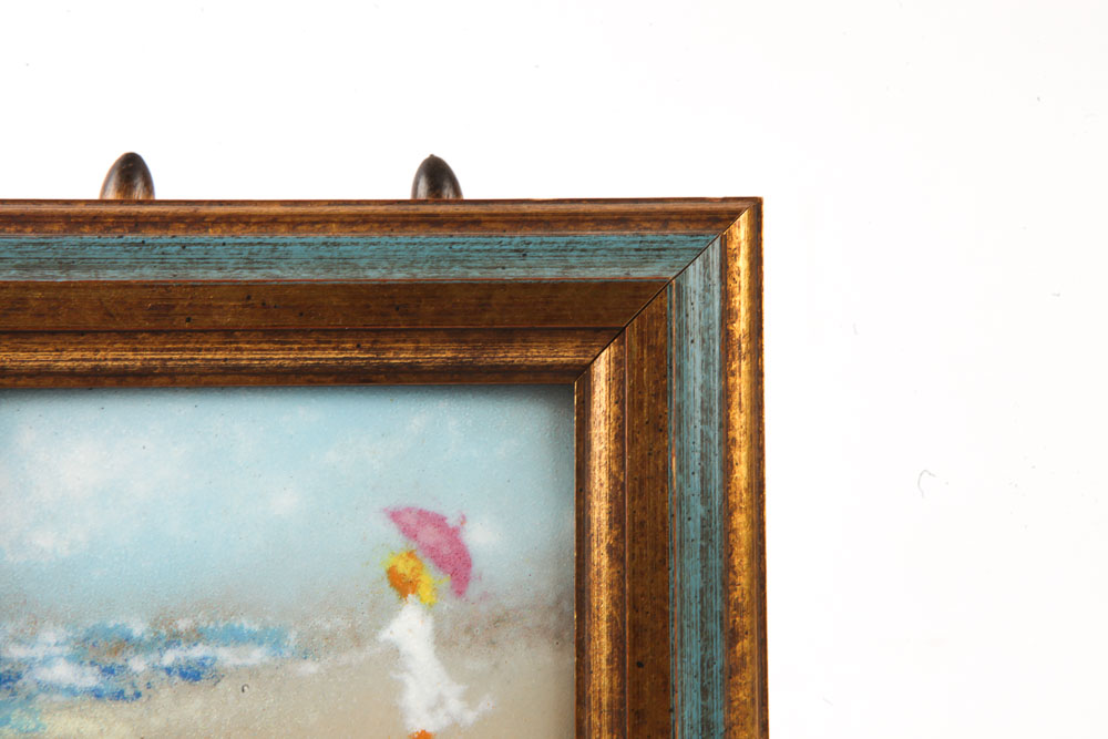 Miniature Enamel Painting of Figural Beach Scene