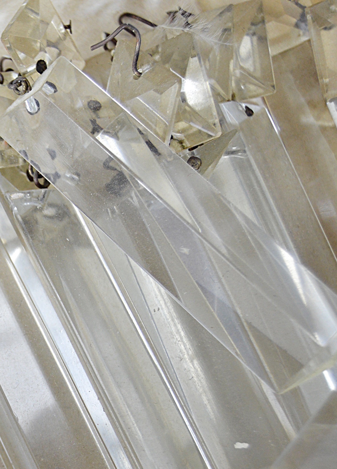 Box of Antique Crystal Faceted Prisms