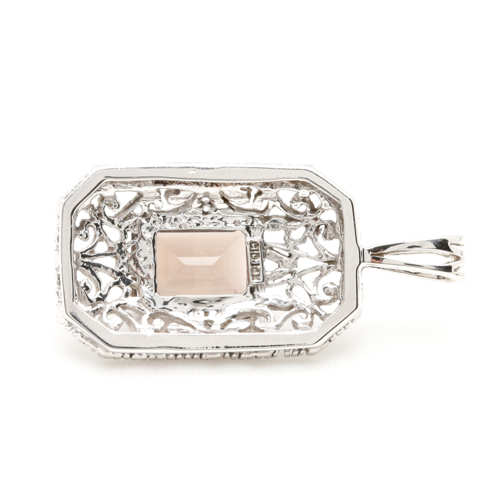 14K White Gold Smoky Quartz Pendant