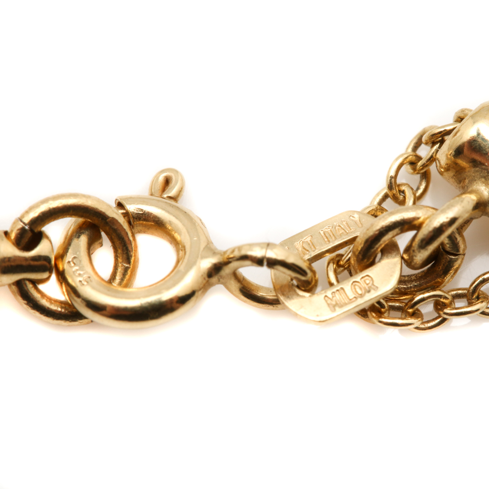 14K Yellow Gold Blue Topaz Pendant Necklace