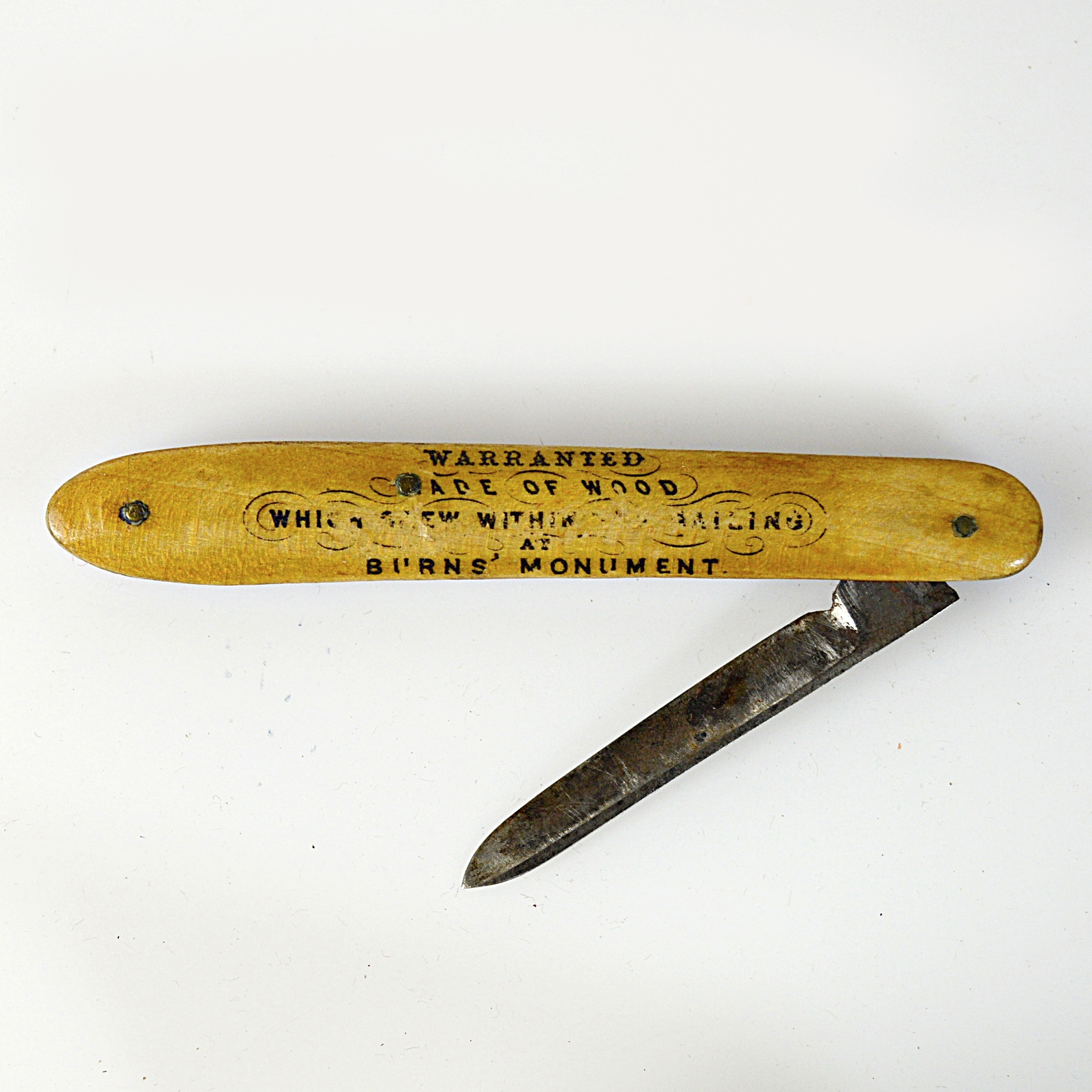 Vintage Wooden Burns' Monument Pocket Knife