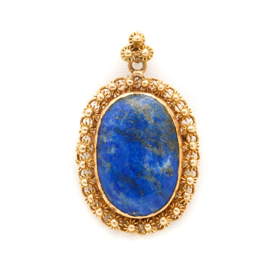 18K Yellow Gold Lapis Lazuli Pendant