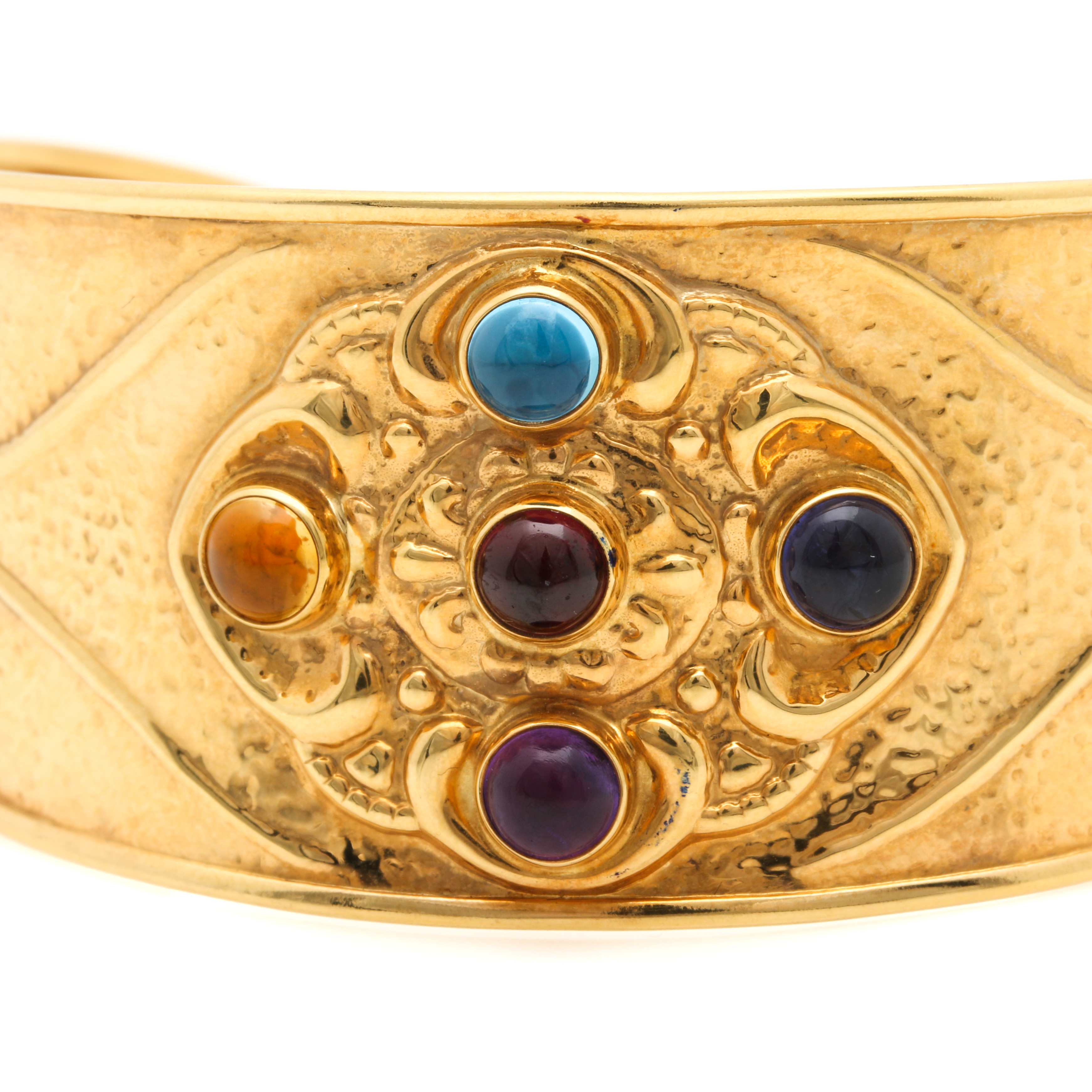 14K Yellow Gold and Gemstone Cuff