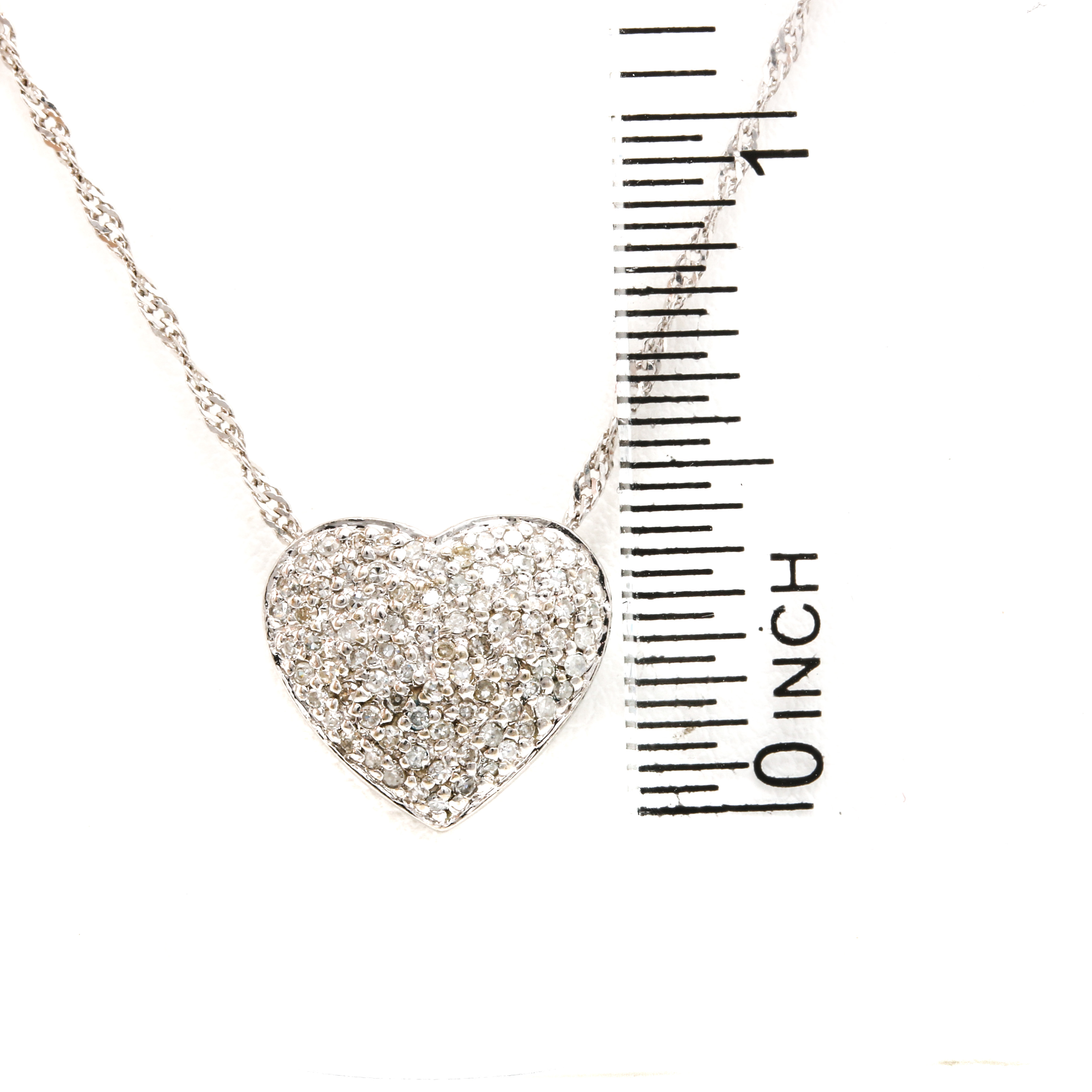 14K White Gold Diamond Heart Necklace