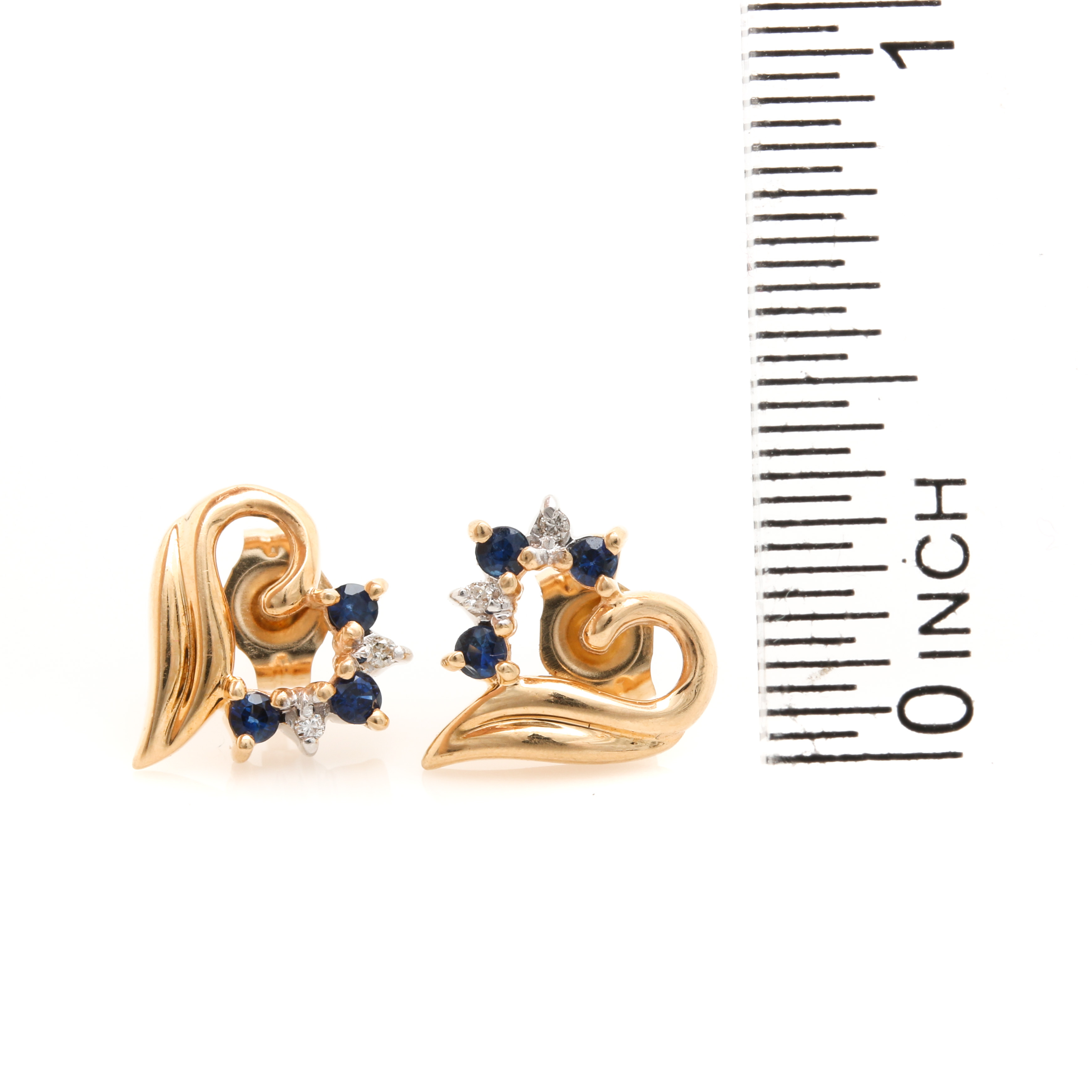 14K Yellow Gold Sapphire and Diamond Earrings