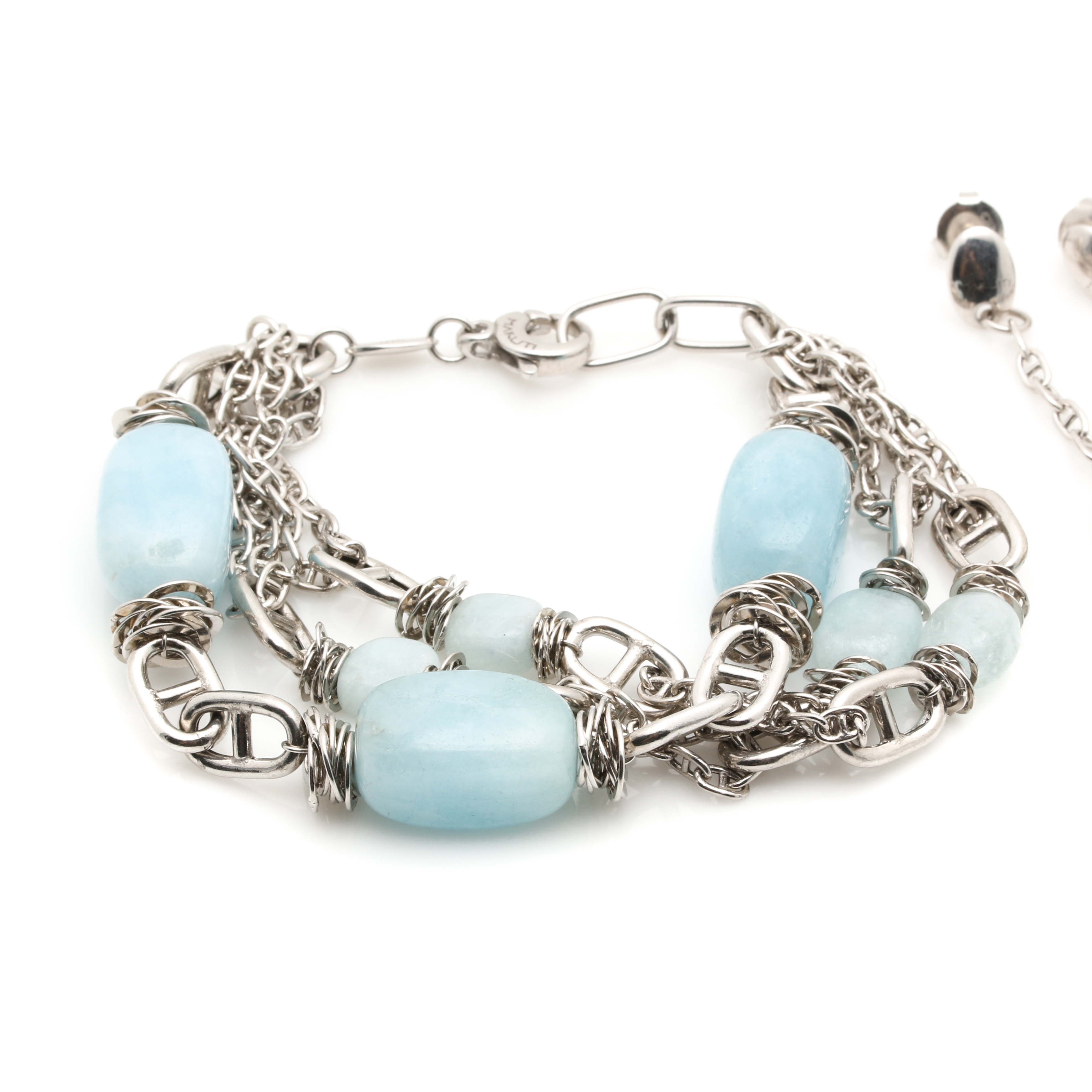 Sterling Silver Aquamarine Bracelet and Earrings