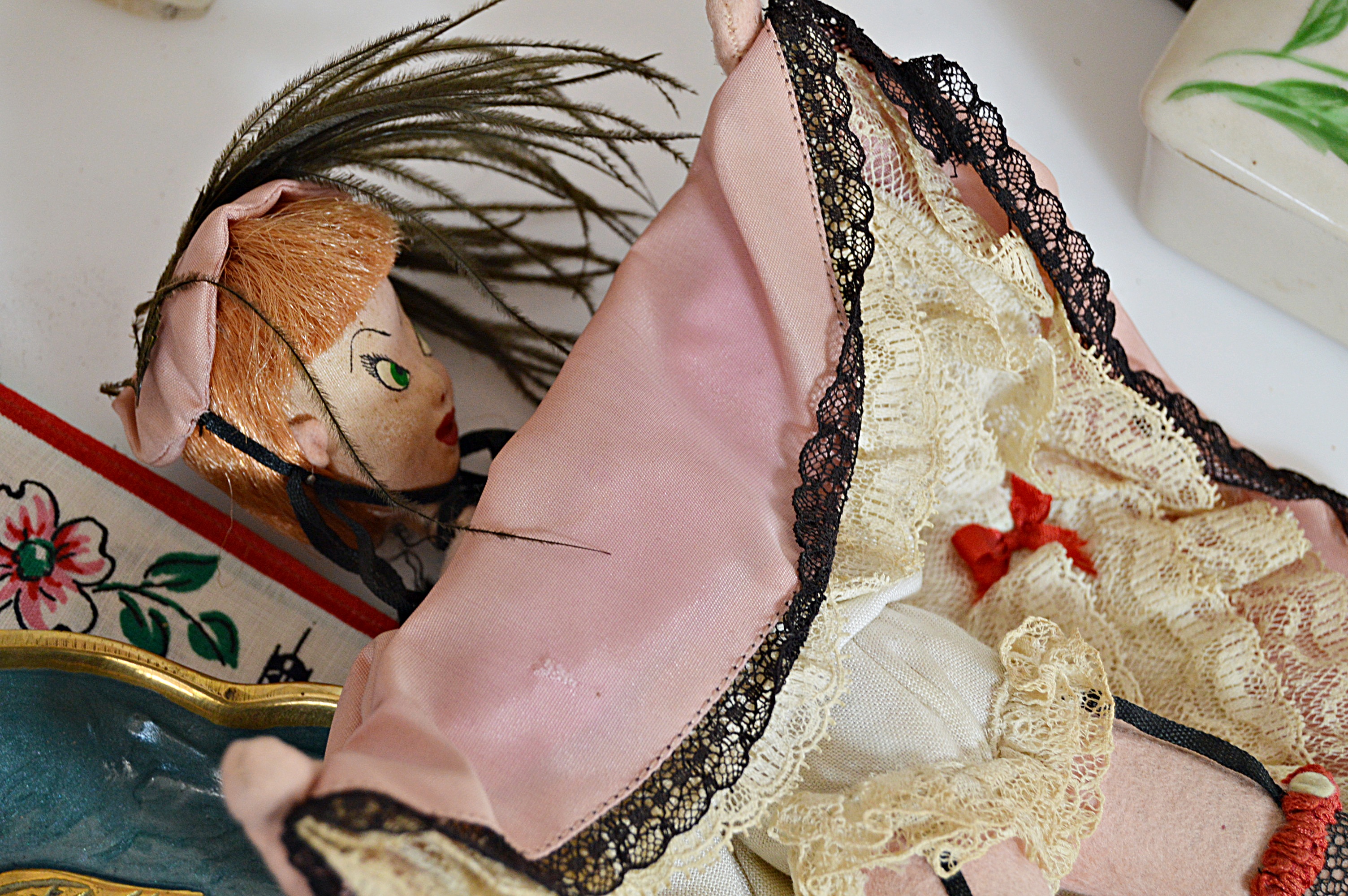 Vintage Collectibles with Can-Can Doll, Mexican Onyx