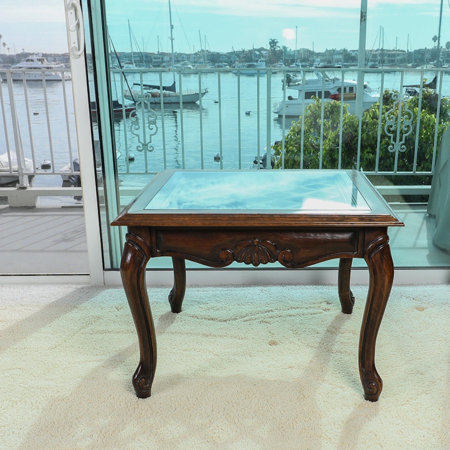 End Table with Lattice Detail and Glass Top