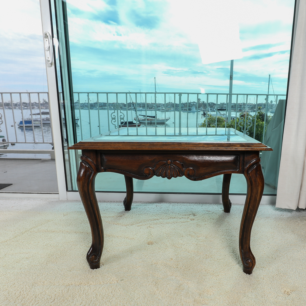 End Table with Lattice Detail and Glass Top