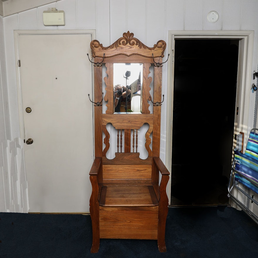 Vintage Hall Tree with Seat