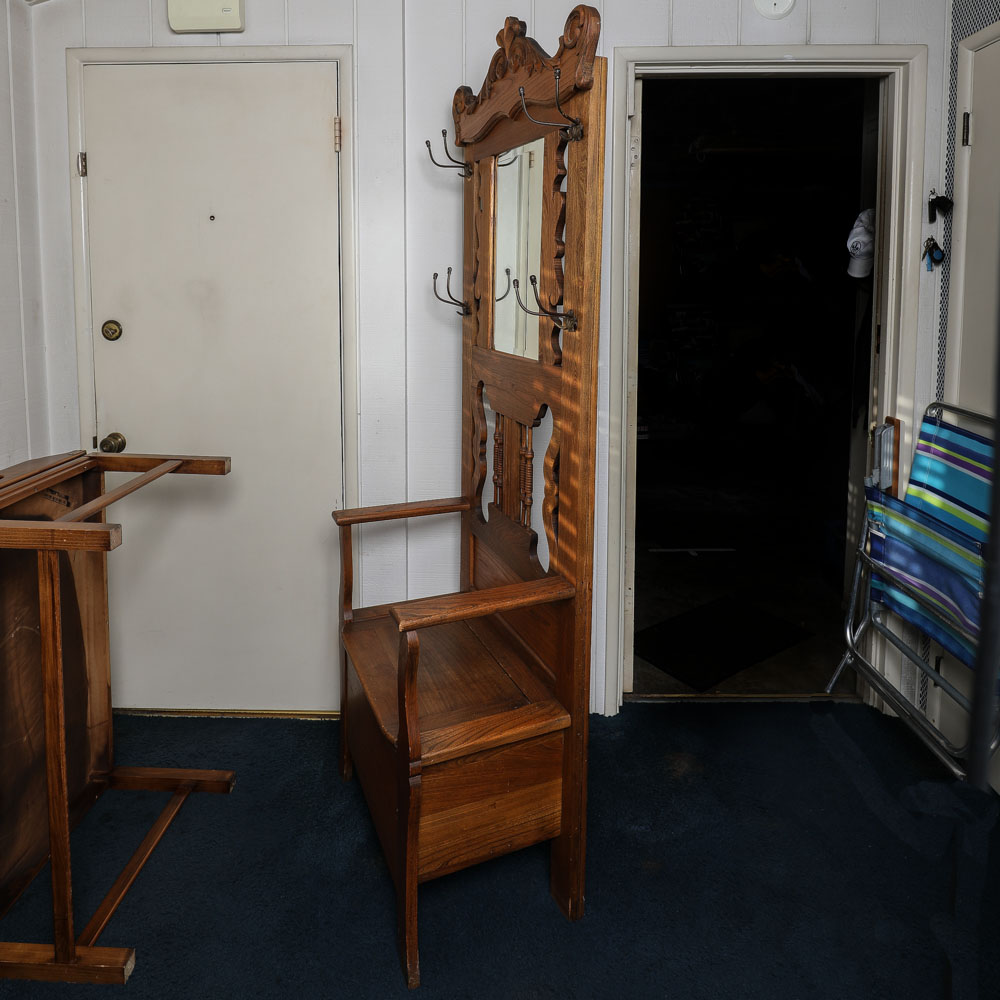 Vintage Hall Tree with Seat