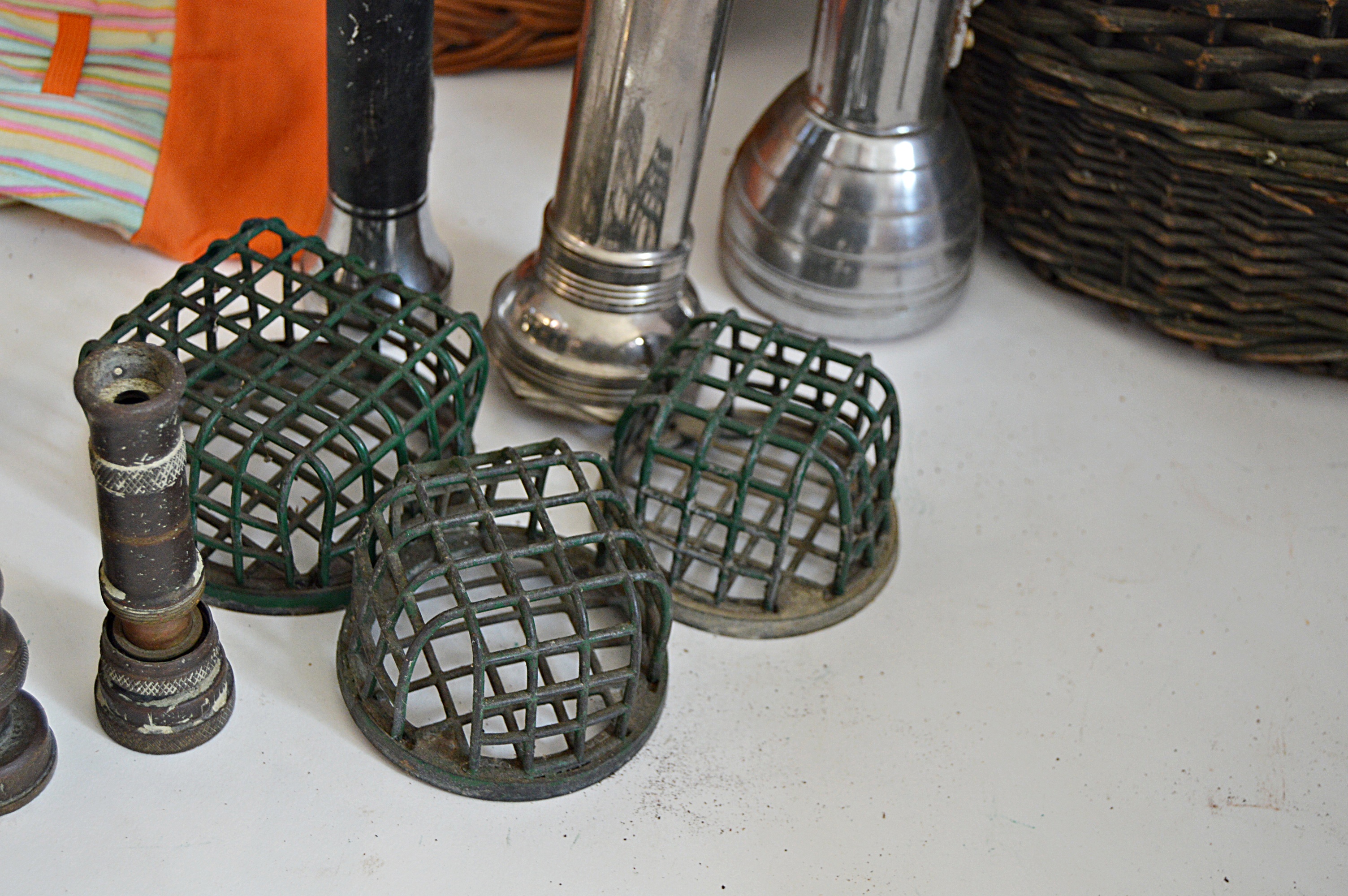 Gardening Group with Brass Nozzles, Metal Frogs, Trowels and Baskets