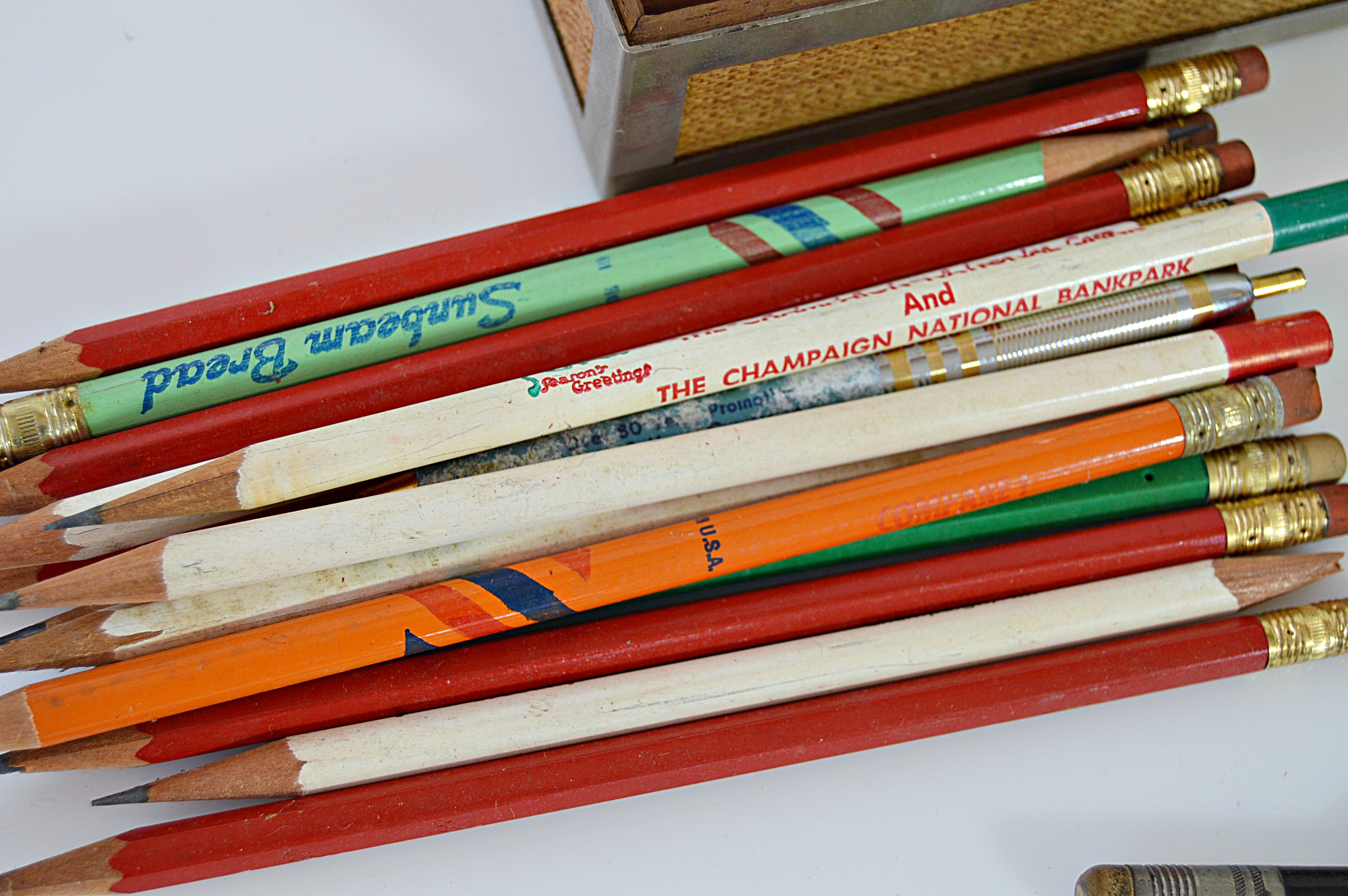 Vintage Pens and Pencils, Cigarette Box, Austrian Bank and Elephant Bookends