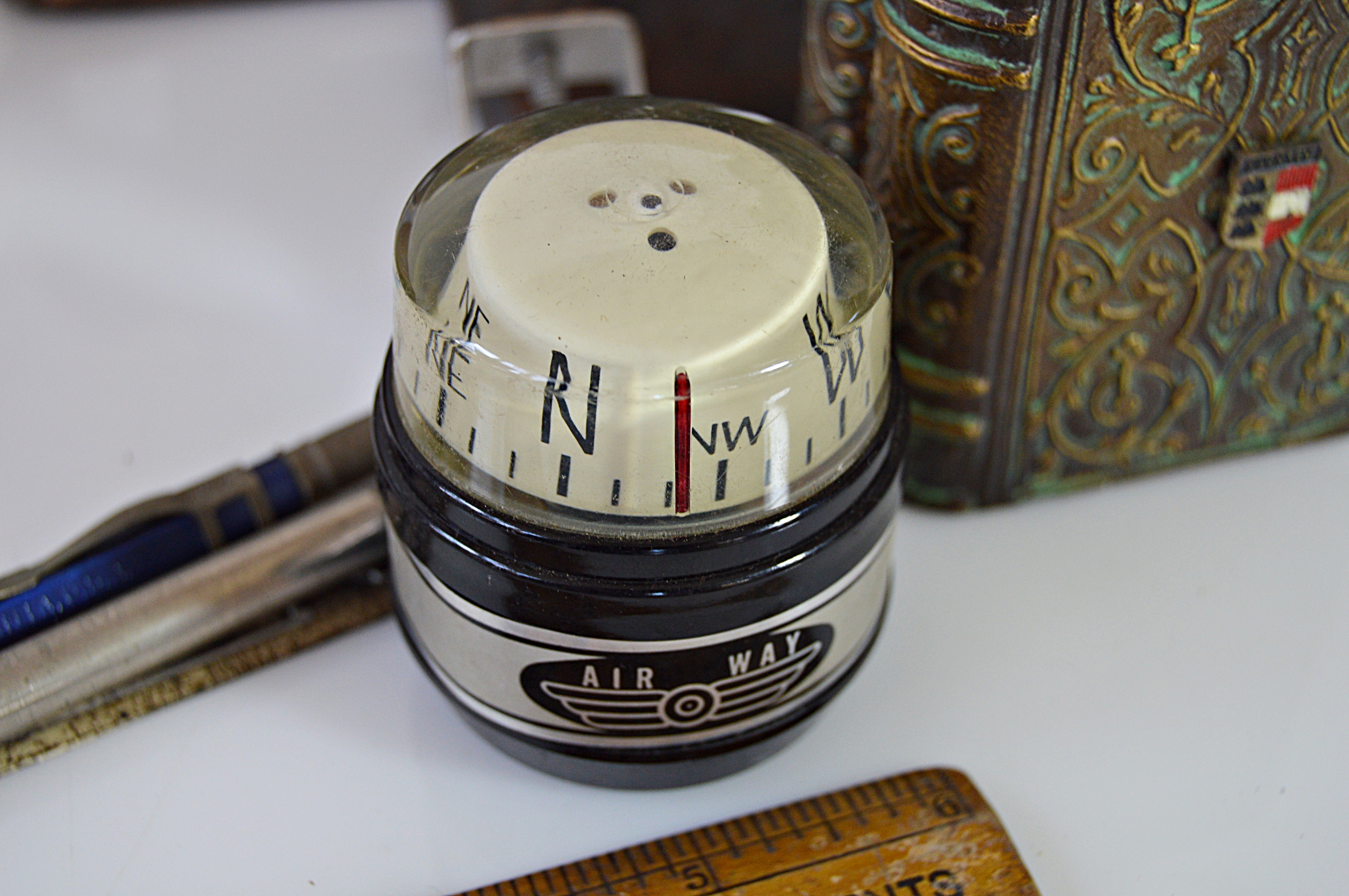 Vintage Pens and Pencils, Cigarette Box, Austrian Bank and Elephant Bookends