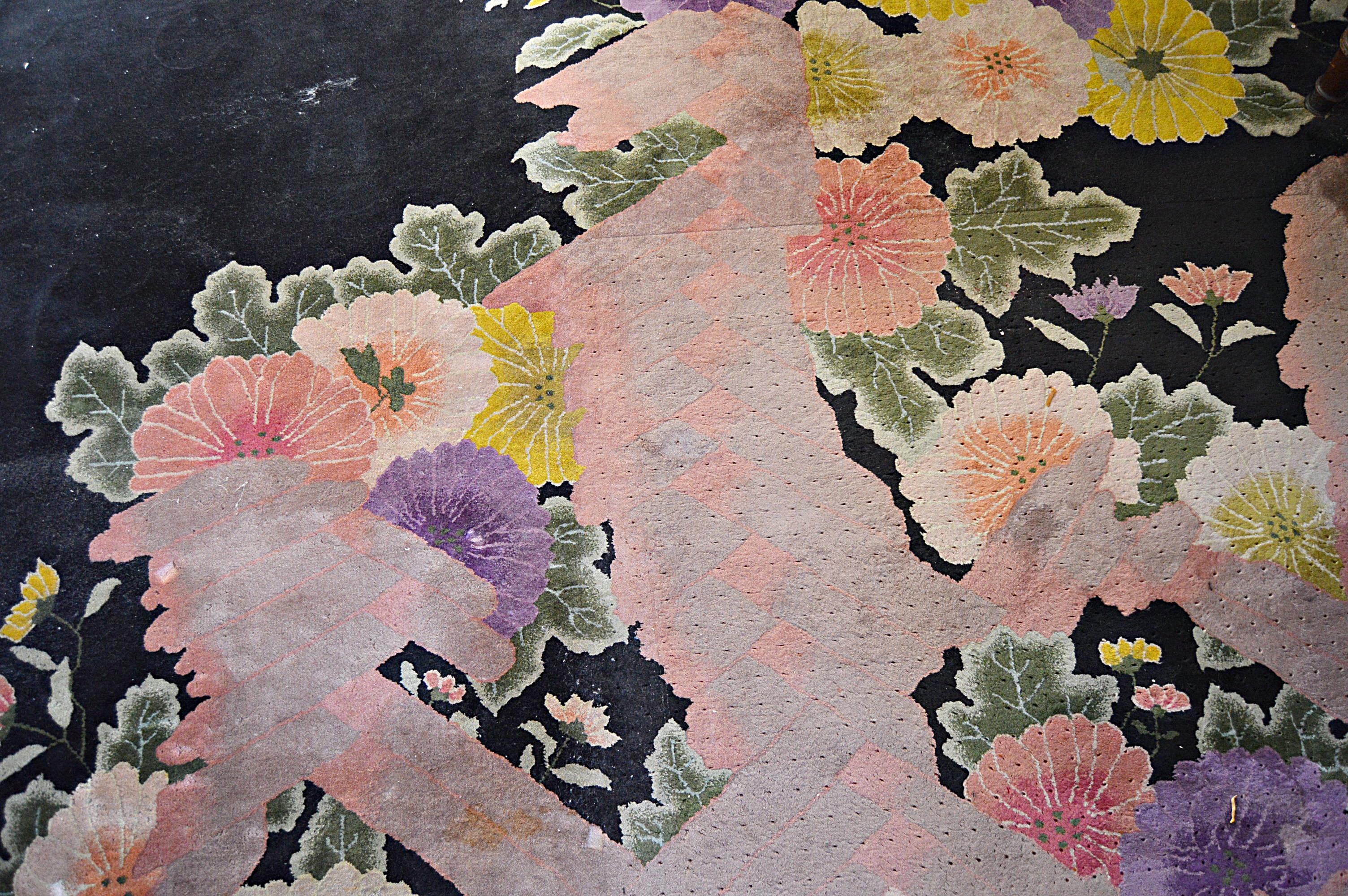 Semi-Antique Hand-Knotted Chinese Wool Area Rug